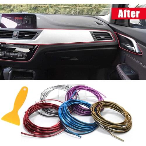 5M Car Interior Dashboard Decoration Insert Strip Moulding Door Gap Outlet Steering Seal Flexible Decorative Trim Accessories