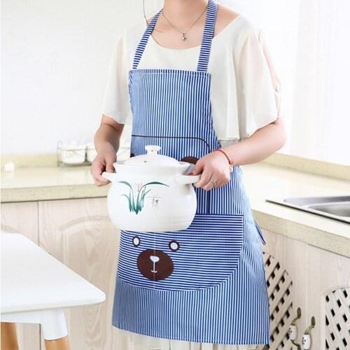 Cute Bear Design Sleeveless Kitchen Cooking Restaurant Apron Cover with Pocket Household Cleaning Tools