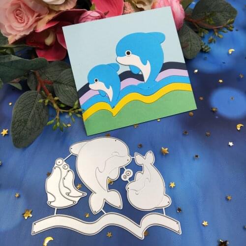Two dolphin metal cutting dies 2019 new DIY scrapbook greeting CARDS gift CARDS decorative arts and crafts embossed molds