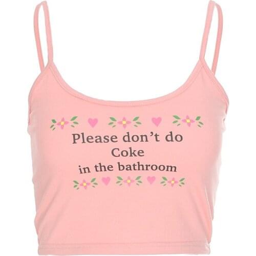 Focal20 Streetwear Cropped Letter Heart Print Camisole Women Strap Slim Sexy Camis Summer Crop Top Female