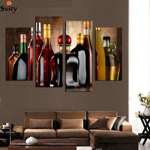HD Printed modern wine bottle painting wall picture for bar kitchen dining room bedroom home decor art canvas unframed F18861