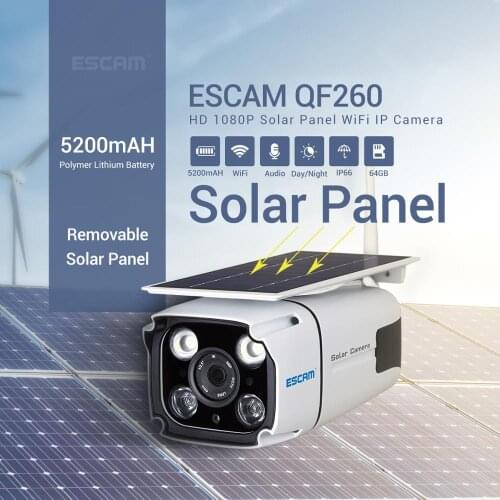 ESCAM QF260 Wire-free Solar Power IP Camera 2MP 1080P Wireless Intercom Water-proof WIFI Camera