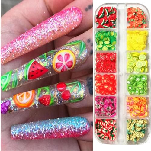 Nail Art 3D Fruit DIY Design Tiny Slices Decoration Acrylic Beauty Polymer Clay Shinee Shaped Glitter Nail Sticker Accessories