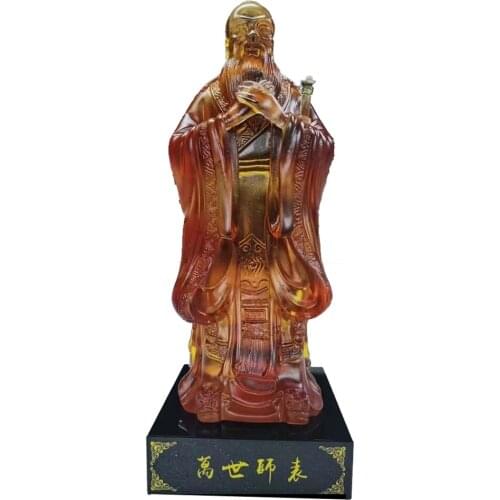 Chinese Founder First Teacher Confucianism Philosopher Colored Glaze Confucius Kong Zi Kongzi Sculpture School Statue Decorate