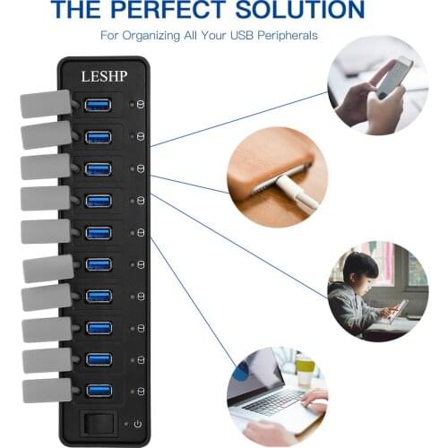 USB HUB USB 3.0 HUB 4/7/10 Port Multi USB Splitter 3 Hab With Power Adapter For PC Laptop USB-HUB 2.0 USB3.0 Multiple Port HUB