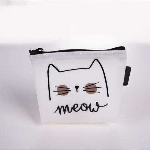 Cute Cat Jelly Coin Purse Lady Creative Animal Ears Silicone Key Case Small Pouch Black White Female Simple Little Wallet