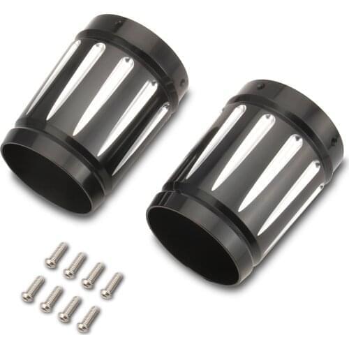 Motorcycle Black Series Merge Deep edge cut 4'' Mufflers End Caps For Harley Touring Road King Street Road Glide 86-16