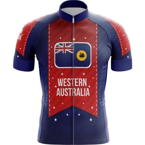 Mens Cycling Jersey for Western Australia Flag Blue Short Sleeve Bike Shirt Outdoor Breathable Riding Clothes