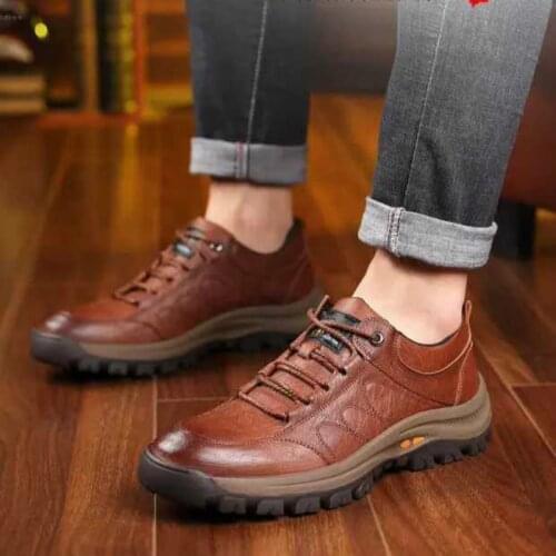 Brand Comfortable Men Ankle Boots Quality Split Leather Shoes Mens Snow Boots Winter Shoes Warm Fur Mens Boots Big Size 39-44