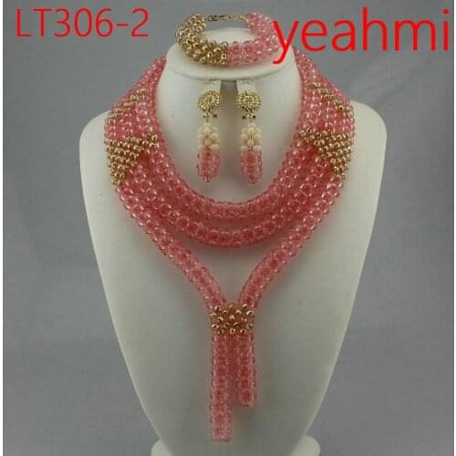 Nigerian Wedding Beads Necklace African Beads Jewelry Sets Beaded Balls Bracelet Necklace Earrings Set Fashion LT306-1