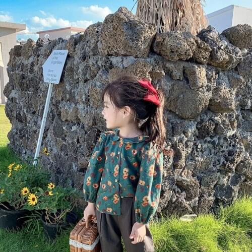 2021 new girls boys printed shirt cotton full sleeve autumn kids top