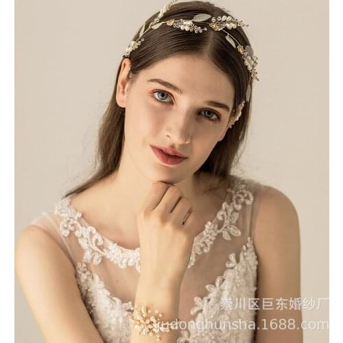 New chiffon leaf Wedding Crystal Headpiece Bridal Hair Accessories Bridal Headpieces Bride Halo Headband Hair Jewelry