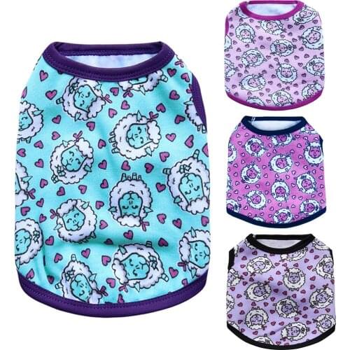 Puppy Clothes Youth Cute Printing Cartoon Little Sheep Fleece Multicolor Sweater Soft Comfortable Breathable Vest T-shirt