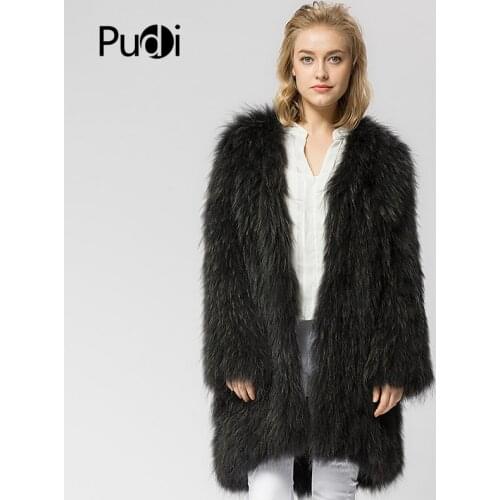 CR061 Knit Knitted 100% Real Raccoon Fur Coat Jacket Overcoat Russian Womens Winter Warm Genuine Fur Coat Outwear 90 Cm Length