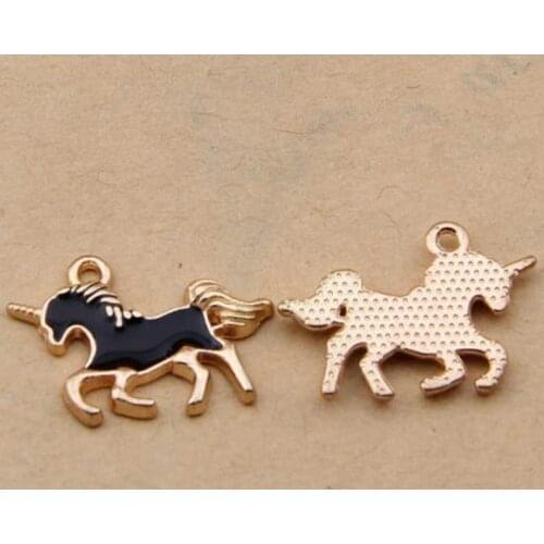 Unicorn Charms Shape Gold pendant for bracelet/ncecklace/keychain Handworked Diy Jewelry 29*6mm