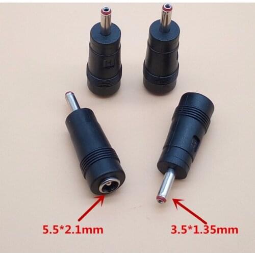 2Pcs DC Connector 3.5*1.35mm Male to 5.5 x 2.1 mm Female DC Plug Power Charger Adapter Straight Connector