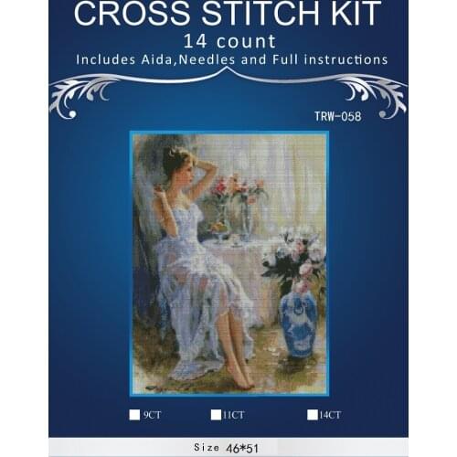 Needlework,DIY DMC Cross stitch Embroidery,People style home arts Counted White canvas Cross-Stitching 10