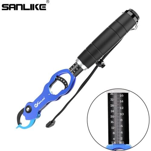 SANLIKE Fishing Grip Fishing Pliers Aluminium Alloy Fish Lip Gripper Pesca with Eva handle Scale Weighting Fishing Tools Tackles