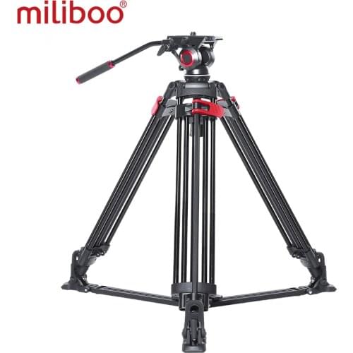 Miliboo video tripod professional camera stand with ground spreader for dslr camcorder wedding photography travel quick shipping