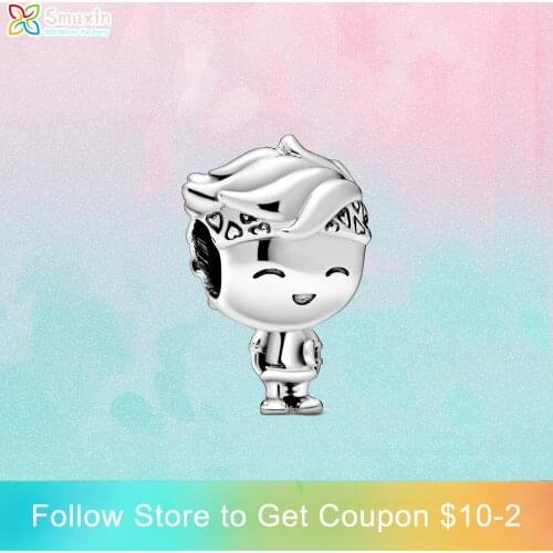 Smuxin S925 Sterling Silver Beads Boy Teenager Charms fit Original Pandora Bracelets Women DIY Jewelry