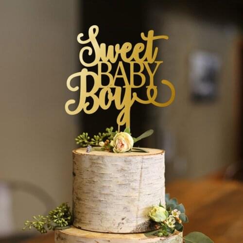 Baby Boy cake Topper, Sweet Baby Boy Cake Topper, Welcome Baby Topper, Baby Shower Gold Glitter Cake Topper