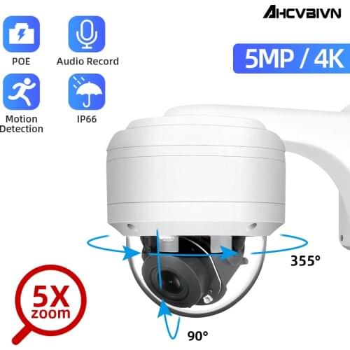 5MP 8MP Outdoor PTZ Dome IP Camera POE 5MP 5X Optical Zoom Motion Detection Night Vision IR 35m Audio CCTV Security Camera P2P
