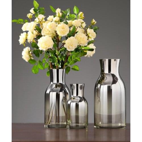 Vintage simple plating glass vase Tabletop Plant Bonsai Flower Wedding Decorative Vase Home Decoration Accessories flower vase