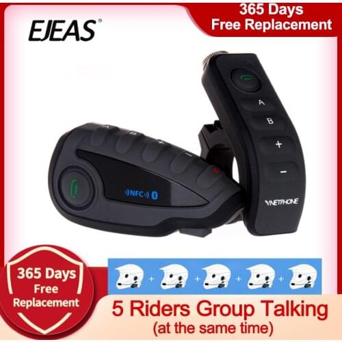 2 PCS Vnetphone V8 1200M Bluetooth Intercom Motorcycle Helmet Interphone Headset NFC Remote Control Full Duplex +FM