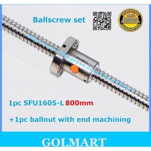 High Quality 1pc end machining SFU1605 - 800mm Ball Screw +1pc 1605 Ballscrews Ballnut Screw Assembly