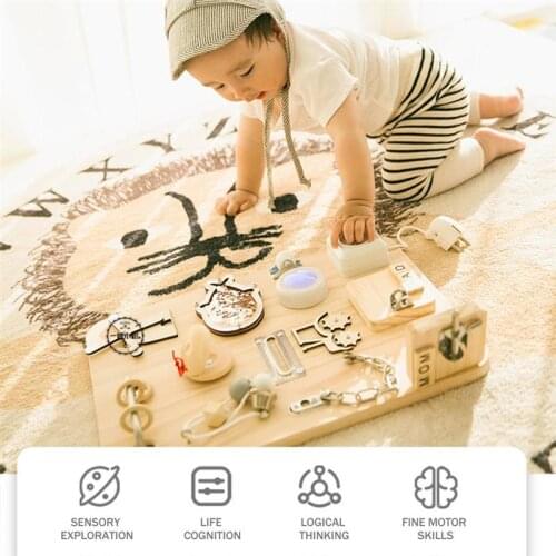 Busy Board for Kids Baby Sensory Toys Wooden Early Educational Learning Toys Children Activity Board