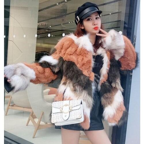 Womens Real Fur Jacket 2020 New Fashion Winter Autumn Rex Rabbit Fur Coat Female Plus Size Loose Jacket Korean Streetwear