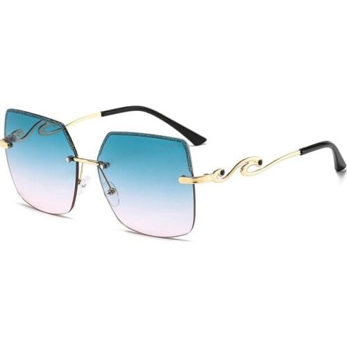 2021 New Trendy Rimless Women Sun Glasses Paint Retro Frame Metal Decoration Eyewear Leg Goggle Gafas De Sol Mujer/Hombre UV400