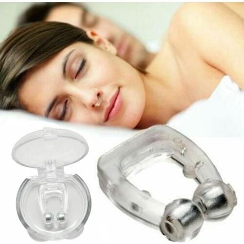 1/2/4Pcs Silicone Magnetic Anti Snoring Device Nose Clip Silencer Respirator Sleeping Aid Apnea Guard Night Device With Case