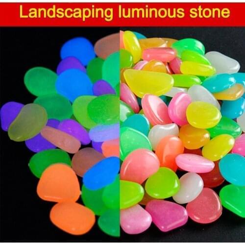 100Pcs Glow Stones Gardening Decorations Simulation Cobble Fish Tank Mixed Colors Resin Man Made Rock Pebbles Pebble