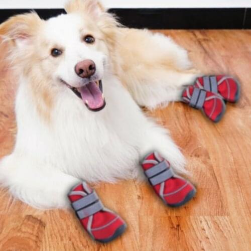 4Pcs/set Pet Dogs Winter Shoes Warm Rain Snow Booties Socks Rubber -slip Shoes For Small Puppies Footwear Cachorro