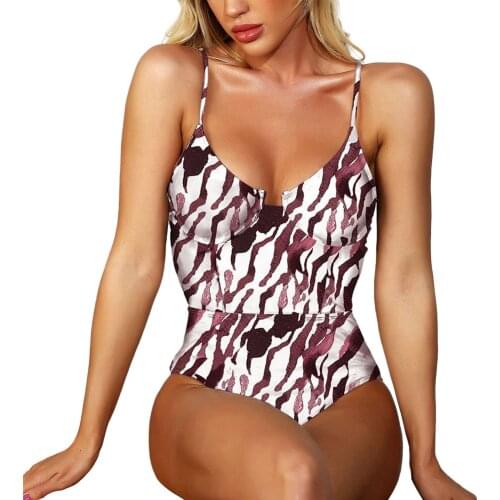 AA Women Bikinis Sleeveless Print One-piece Swimsuit Summer Beach Backless Bathing Suit Swimwear Women One Piece Bikini Monokini