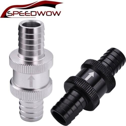 SPEEDWOW Car Parts Black Silver Petrol Diesel Oil Aluminum Alloy Fuel Non-Return One Way Check Valve 9/16" 14mm