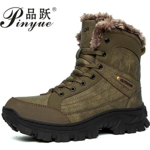 Brand Winter Mens Boots Warm Mens Snow Boots High Quality Leather Waterproof Men Sneakers Outdoor Men Hiking Boots Work Shoes
