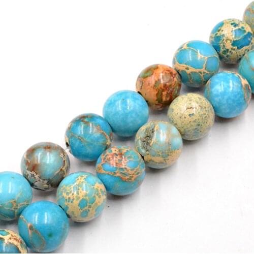 Free Shipping Lake Blue Sea Sediment Turquoises DIY Stone Diy Beads Round Wholesale Natural Stone Beads for Jewelry Making