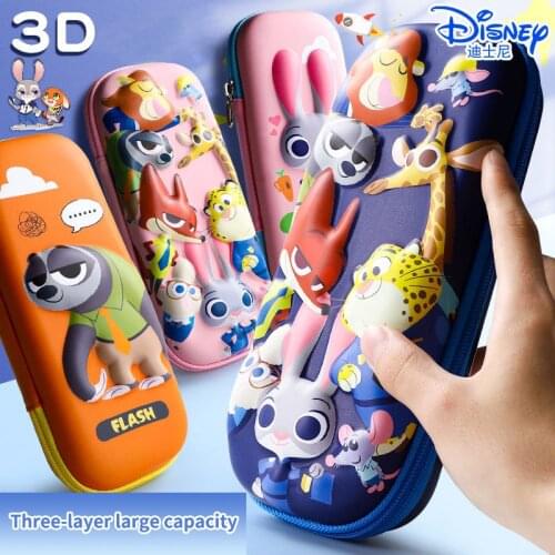 Disney Zootopia 3D Large-capacity Stationery Pen Box Cute School Office Supply Waterproof Pencil Case Storage Bag Gift for Kids