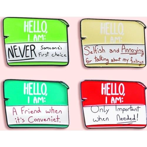 Color Sticker Metal Enamel Brooch Hello Friends SMS Message Badge Pin Personality Trendy Clothing Backpack Jewelry Gift