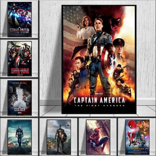 Disney Marvel Superhero Iron Man Spiderman Captain America Canvas Painting Posters and Prints Wall Art Picture for Home Decor