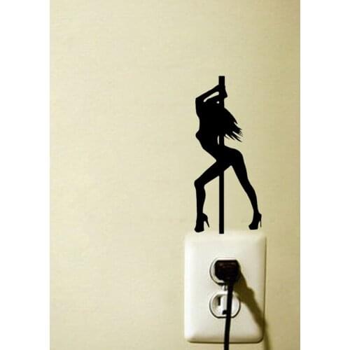Girl Stripper Pole Personality Wall Decal Fashion Bedroom Vinyl Switch Sticker 6SS0068