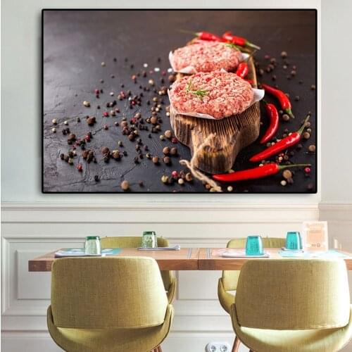 Grains Spices Cooking Chil Food Meat Kitchen Canvas Painting Cuadros Scandinavian Posters and Print Wall Art Picture Living Room