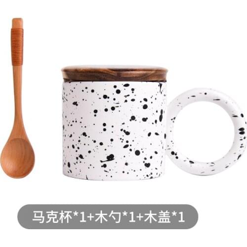 Nordic Ceramic Coffee Mug Big Handgrip with Cover Japanese Retro Creative Couple Water Cup Office Stoneware Mug Tazas De Cafe