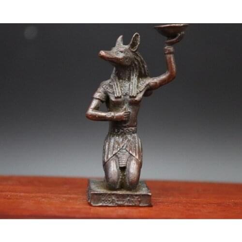Chinese red Copper Statue Handwork Ancient Egypt pyramid servant wolf girl Statue mini small statue Decoration Gift