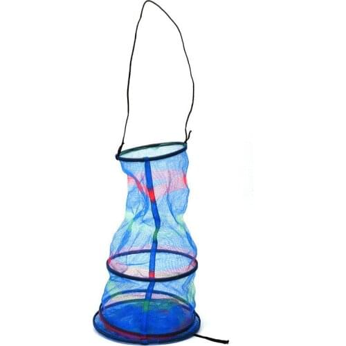 1 Pcs 25 * 65cm Fishing Net Basket Colorful Mini Three Tiered Folding Tackle Up Shrimp Fish Storage Creel Fishing Accessories