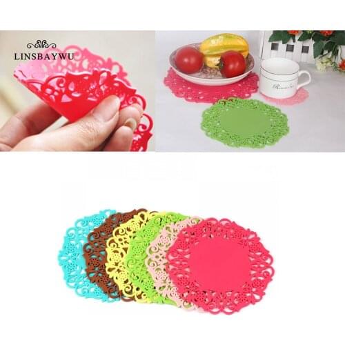 1pc creative lacework silicone table mats home table decor placemat tableware coasters Coffee Cup Bar Mug Drink Pads Table Decor