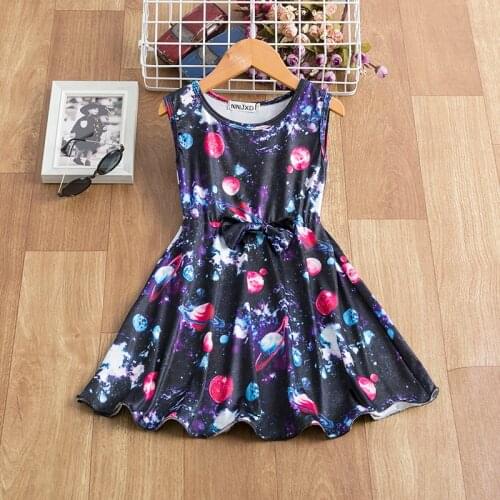 Summer Dresses For Girl Children Vestidos Princess Dress Elegant Party Colorful Galaxy Funny Casual Wear Clothing Size 3-8T