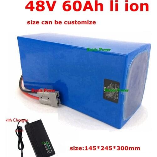 48V 60AH lithium ion battery BMS 13S li ion for Solar street AGV scooter bike Tricycle inverter golf cart boat +5A Charger